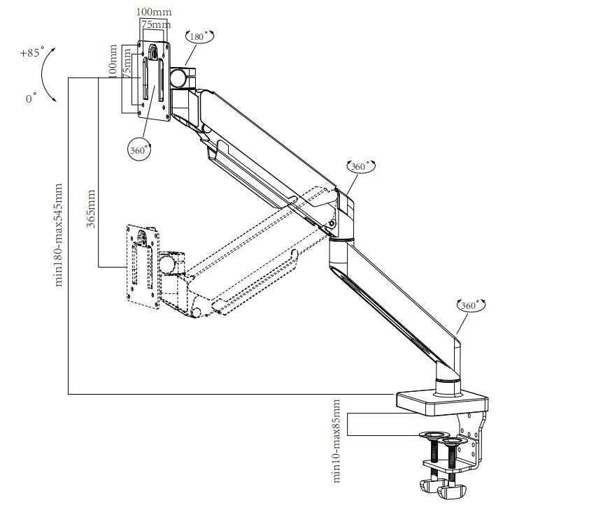 full motion monitor mount