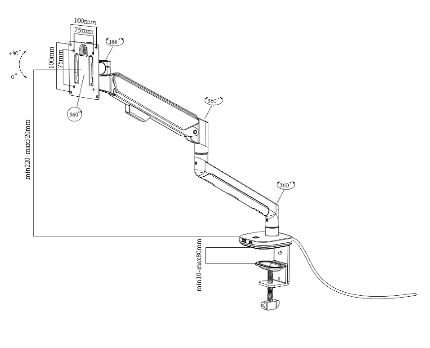 gas spring monitor mount gaming