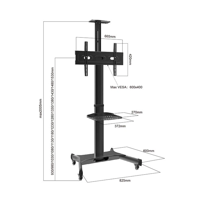 55 Inch Rolling TV Stand