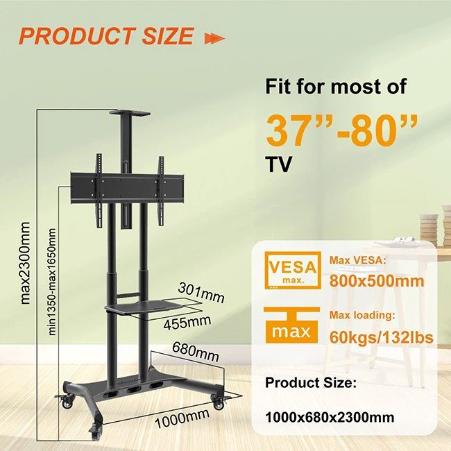 65 Inch Rolling TV Stand