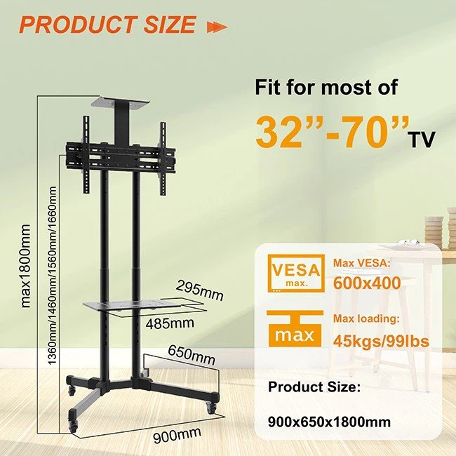 Adjustable Height TV Stand On Wheels