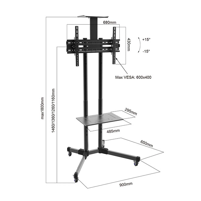 Adjustable Height TV Stand On Wheels