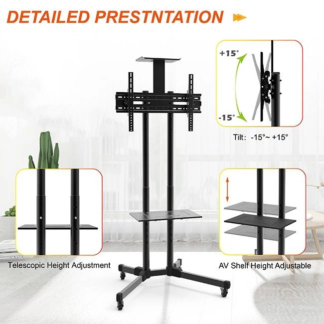 Adjustable Height TV Stand On Wheels