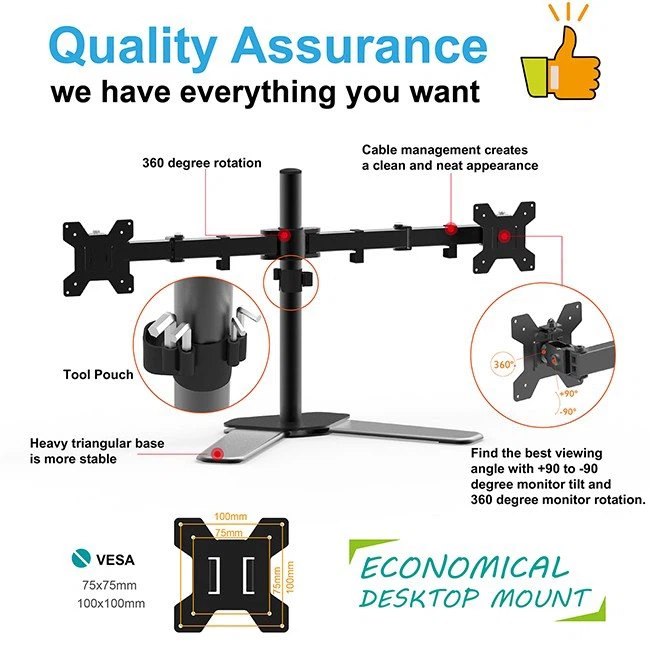 Dual Monitor Adjustable Desk Mount