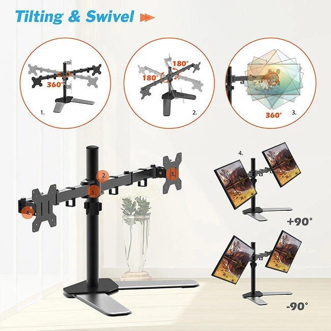 Dual Monitor Adjustable Desk Mount