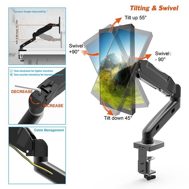 Gas Spring Single Monitor Mount