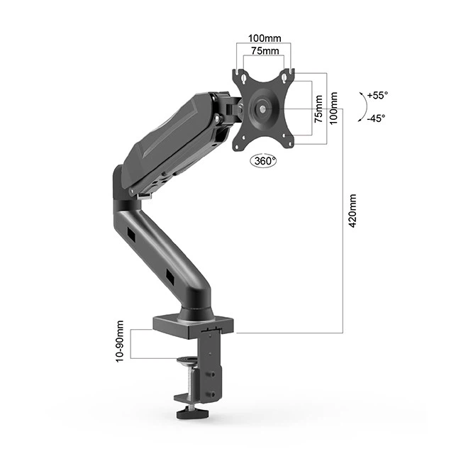 Gas Spring Single Monitor Mount