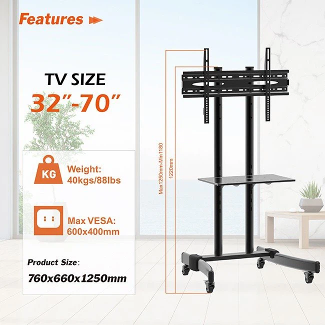 Heavy Duty Mobile TV Stand 55 Inch