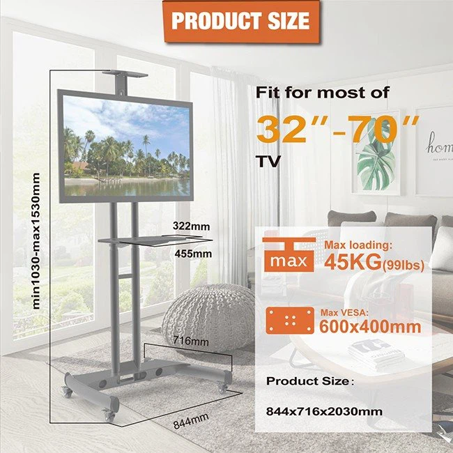 Heavy Duty Mobile TV Stand 65 Inch