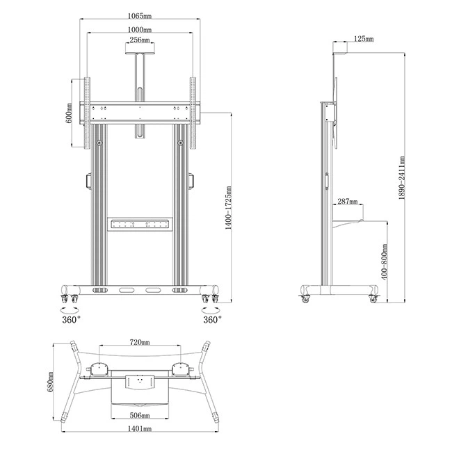 Heavy Duty Mobile TV Stand 75 Inch