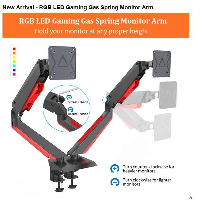 Gaming Gas Spring Monitor Arm