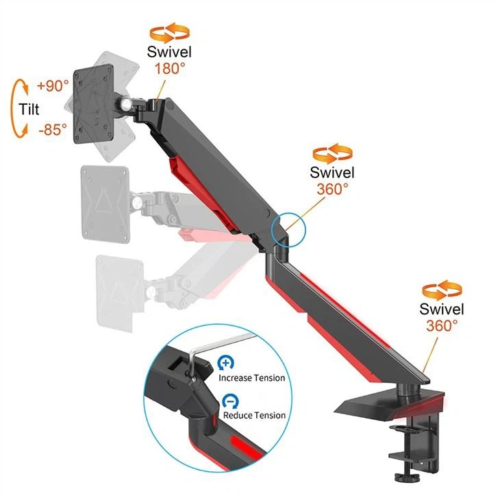 Gaming Gas Spring Monitor Arm